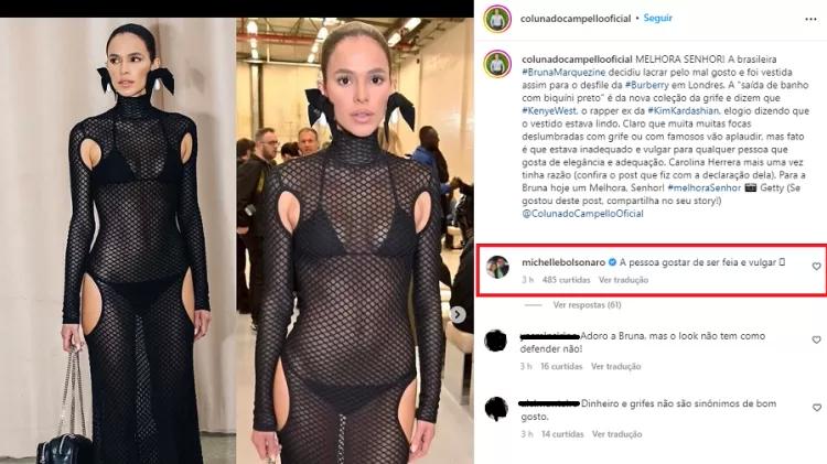 Image: https://mulherinteressante.com/wp-content/uploads/2022/10/postiimg-633a237c9f2ad2557.jpg Michelle Bolsonaro crtica look de Bruna Marquezine no Burberry - DivulgaoInstagram - DivulgaoInstagram