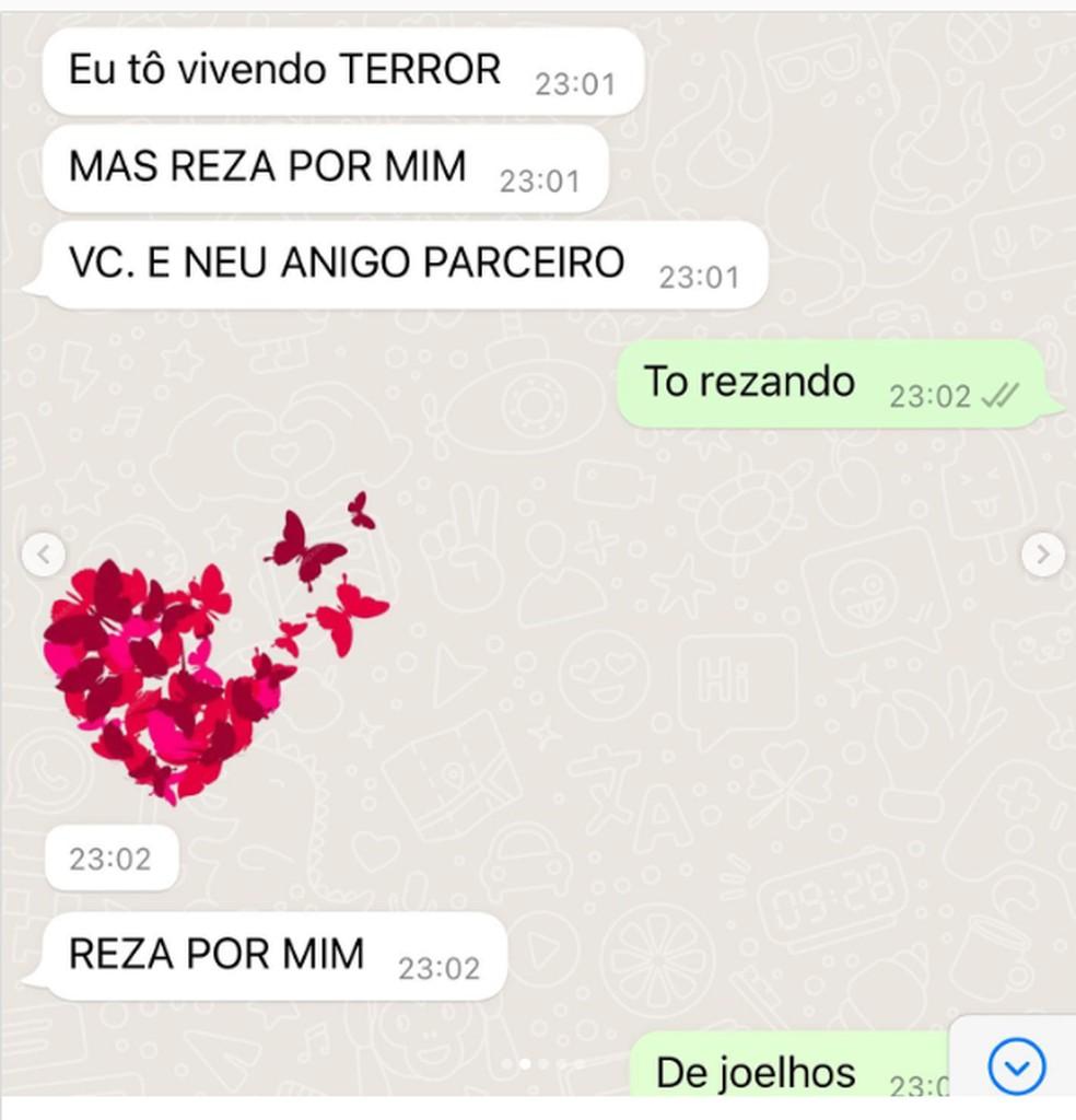 Felipe Braz compartilhou prints de uma conversa com Paulo Gustavo da poca que o ator estava internado Foto Reproduo Instagram