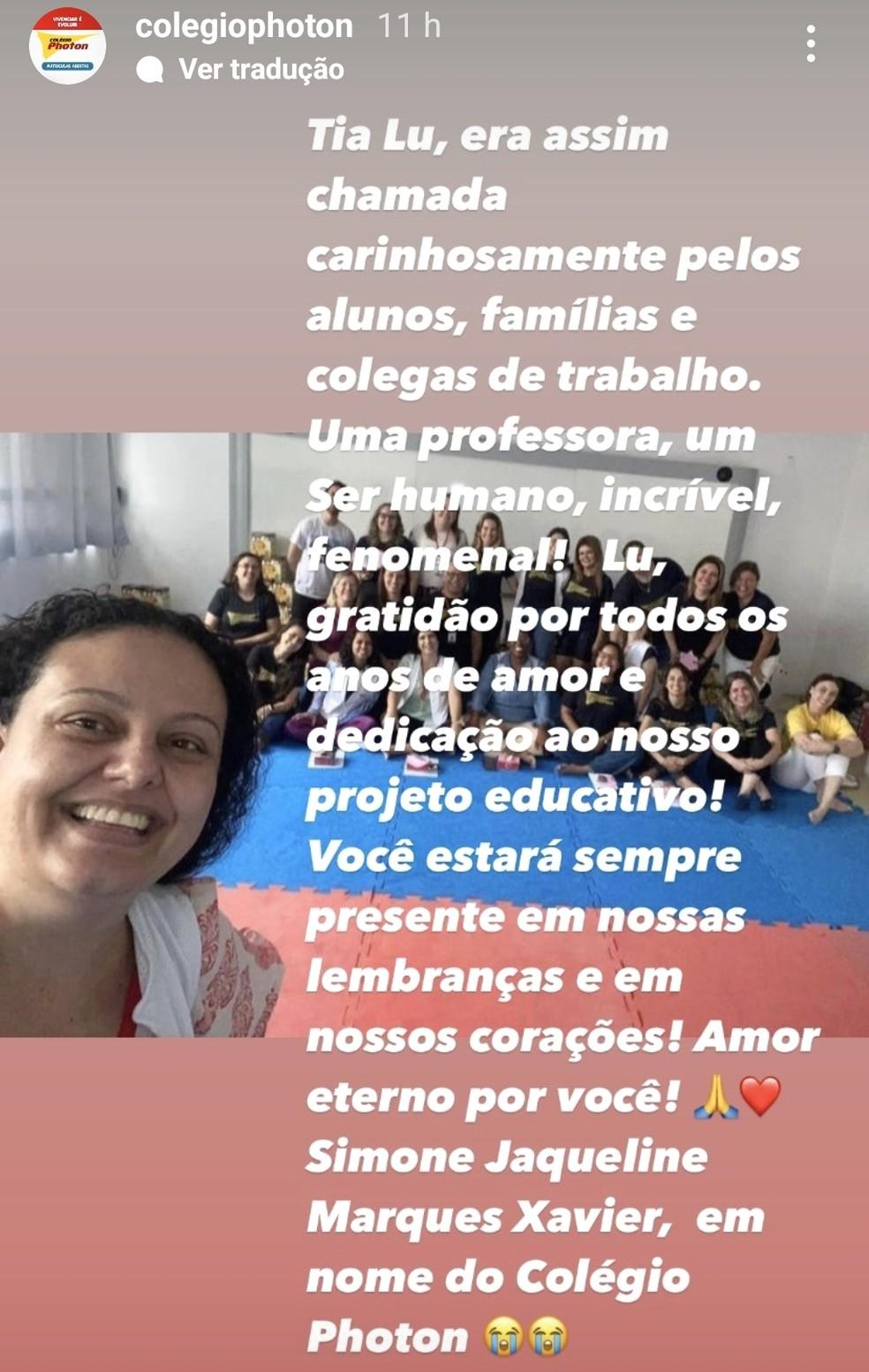 Vtima de acidente em parque de So Roque era professora em Campinas Foto ReproduoColgio Photon