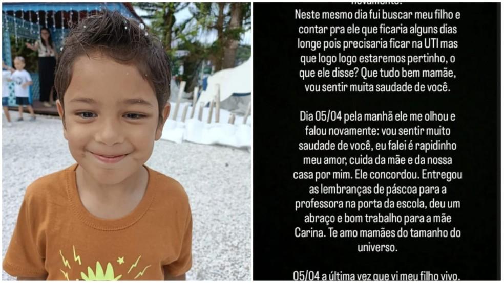 Uma das me de Enzo faz relato sobre ltimo dia do filho Foto ReproduoRedes sociais