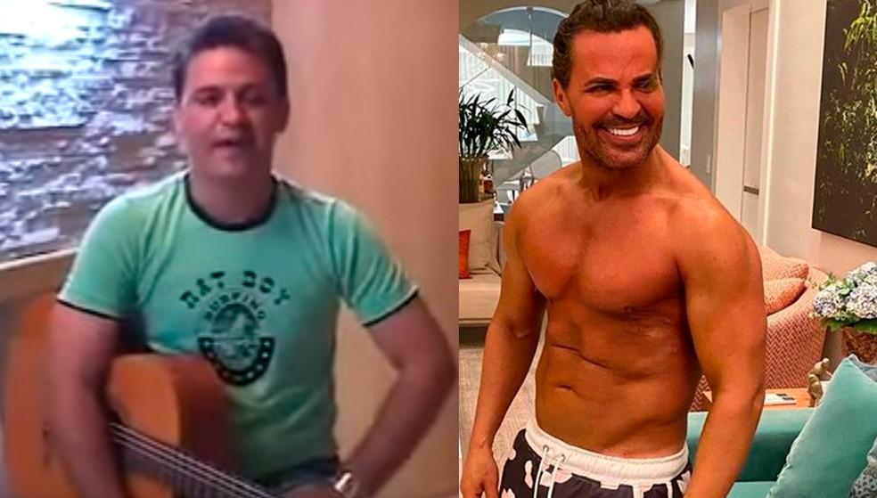 Eduardo Costa antes e depois Foto Reproduo Youtube e Instagram