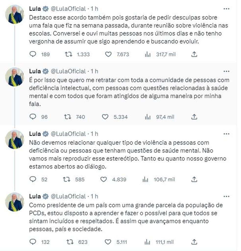 Lula se desculpa aps fala sobre pessoas com deficincia Foto ReproduoTwitterLula