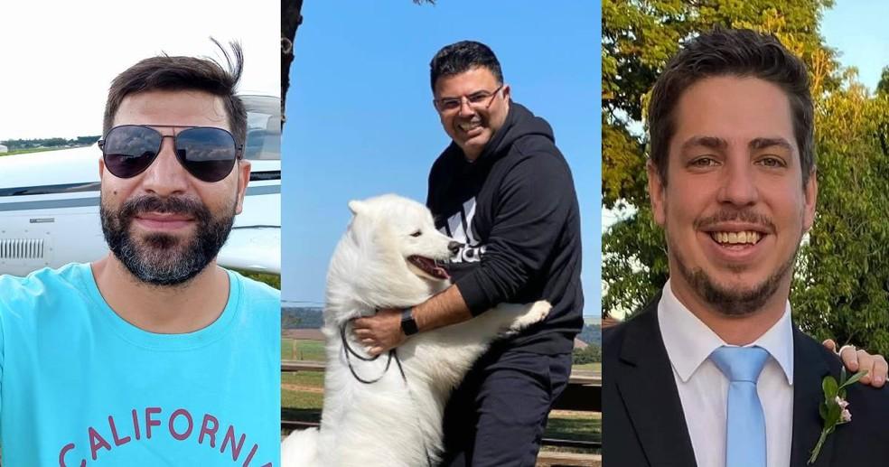Da esquerda para direita Jonas Borges Julio piloto e passageiros Heitor Guilherme Genowei e Felipe Furquim Foto Reproduo