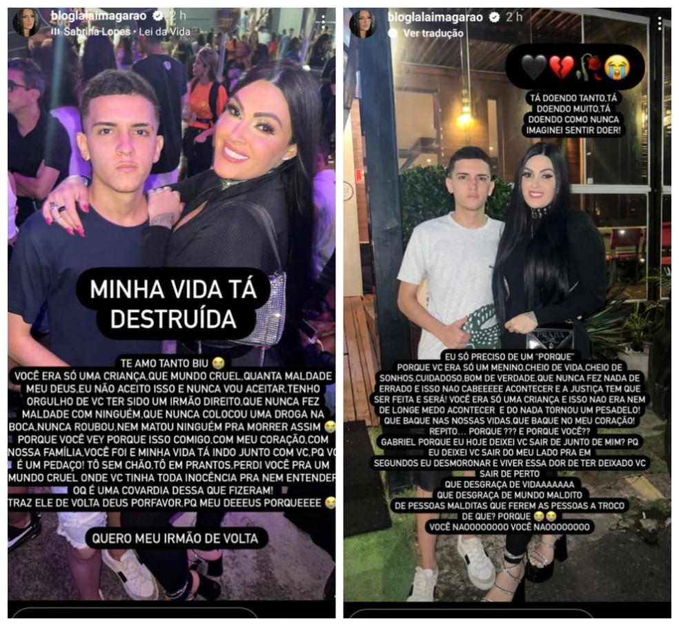 Nas redes sociais a blogueira Lalai Magaro lamentou a morte do irmo Foto ReproduoRedes Sociais