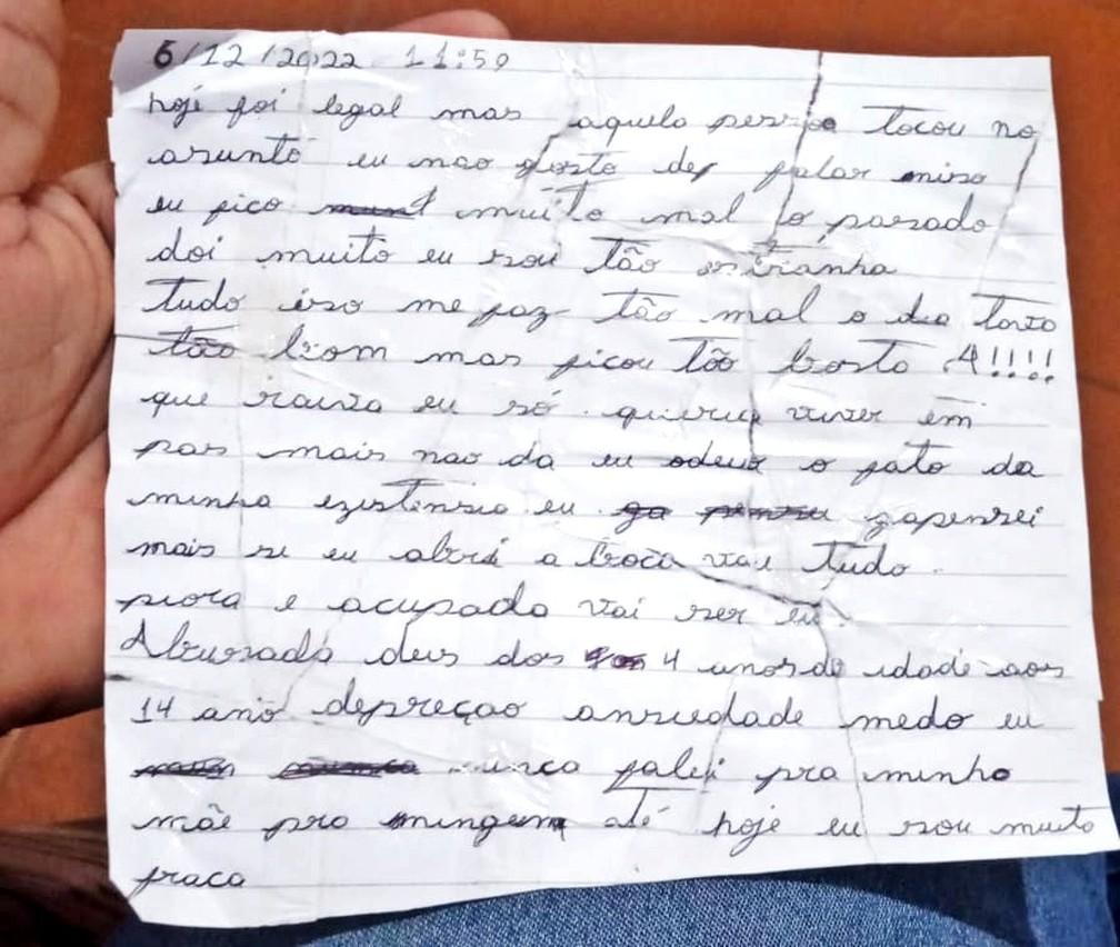 Carta encontrada por me revela que Ana Cristina da Silva morta pelo ex-padrasto em Mirassol SP era abusada sexualmente desde criana Foto Carla Cristina NascimentoArquivo pessoal