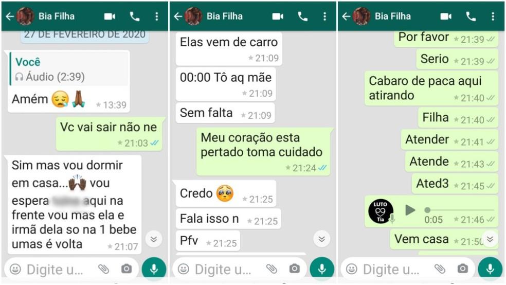 ltimas mensagens trocadas entre me e filha Foto Reproduo