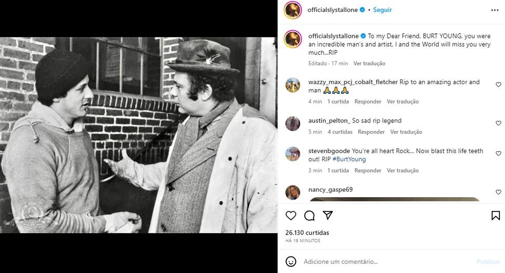 Sylvest3er Stallone lamenta morte de Burt Young Foto Instagram