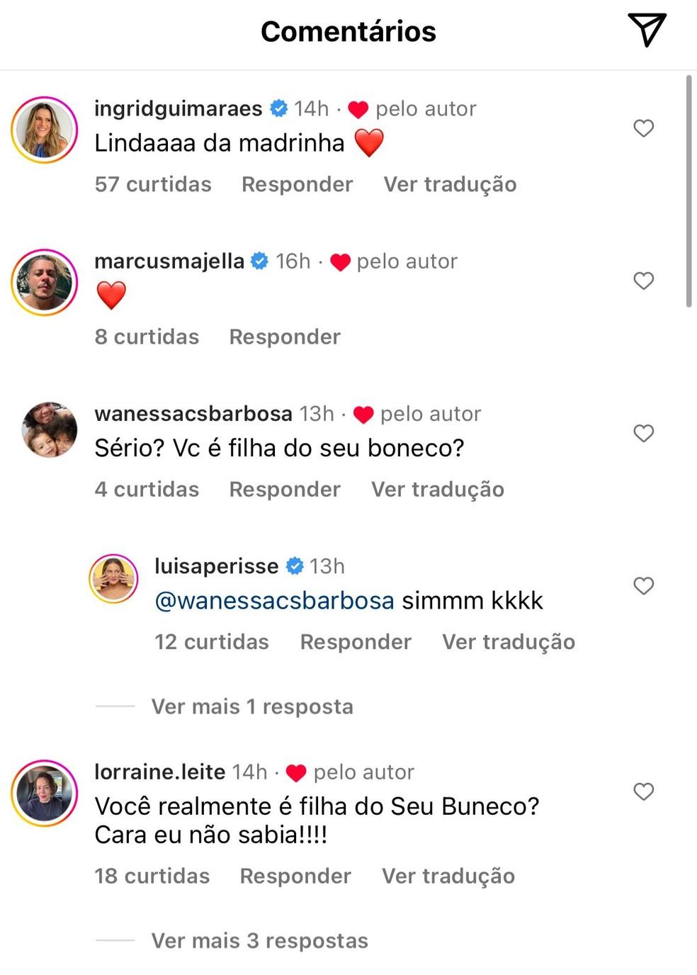 Comentrios na publicao de Lusa Priss Foto ReproduoInstagram