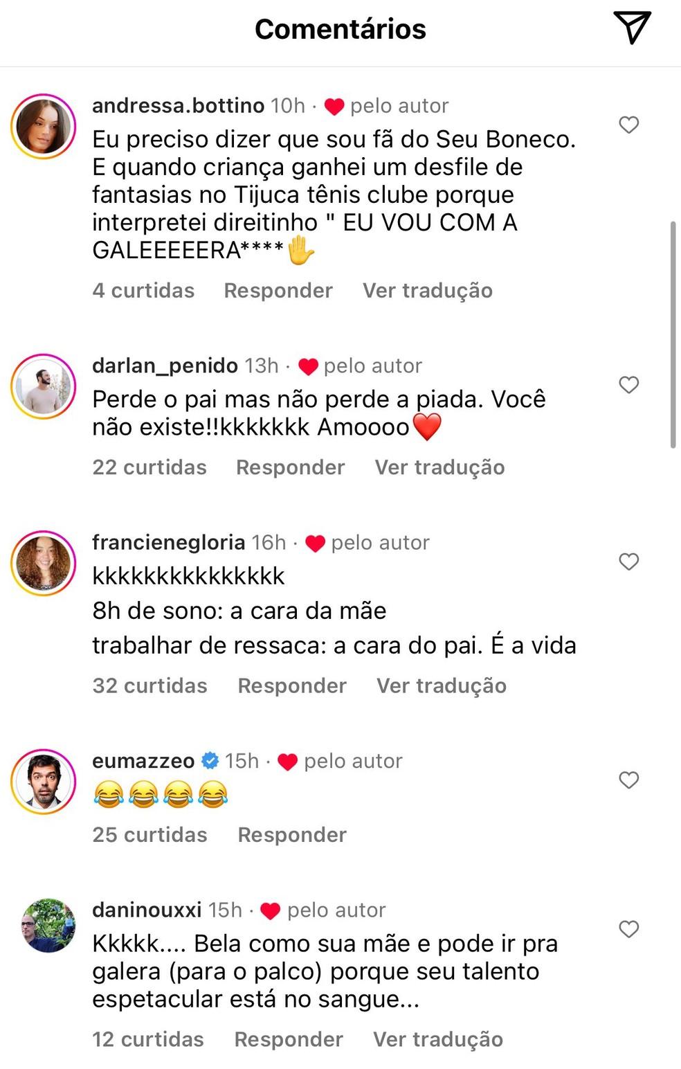 Comentrios na publicao de Lusa Priss Foto ReproduoInstagram