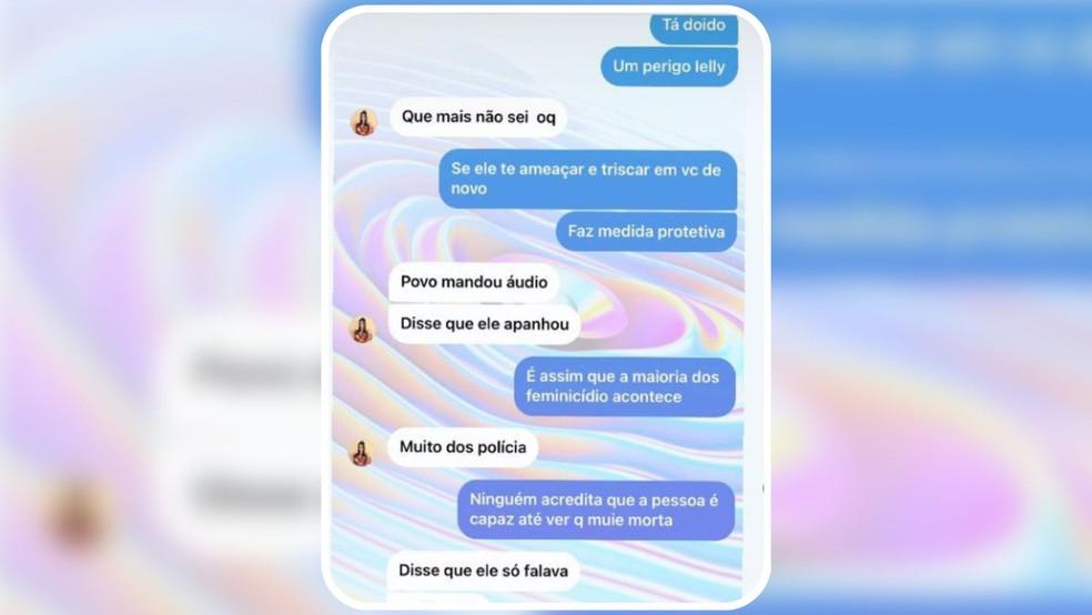 Print mostra conversa entre Ielly Gabriele Alves e uma amiga Foto ReproduoRedes sociais