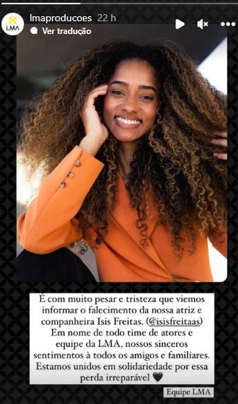 Isis Freitas morreu no ltimo domingo 11 Foto Reproduo redes sociais
