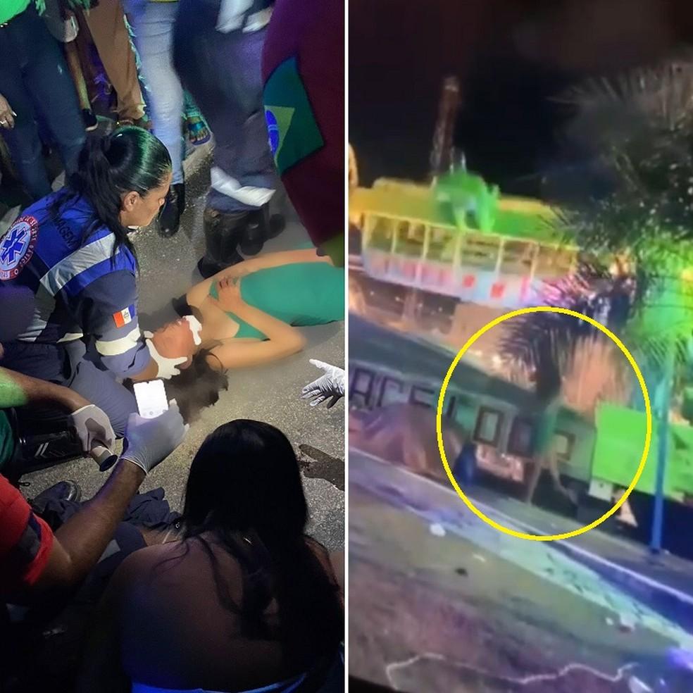 Mulher foi lanada de brinquedo e ficou desacordada Foto Reproduo