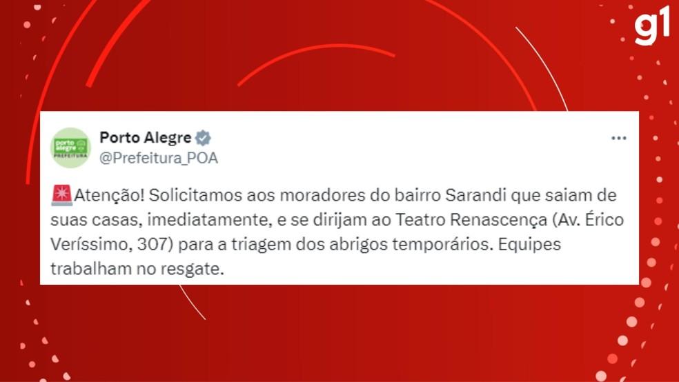 Prefeitura pede a evacuao do bairro Sarandi Foto ReproduoX