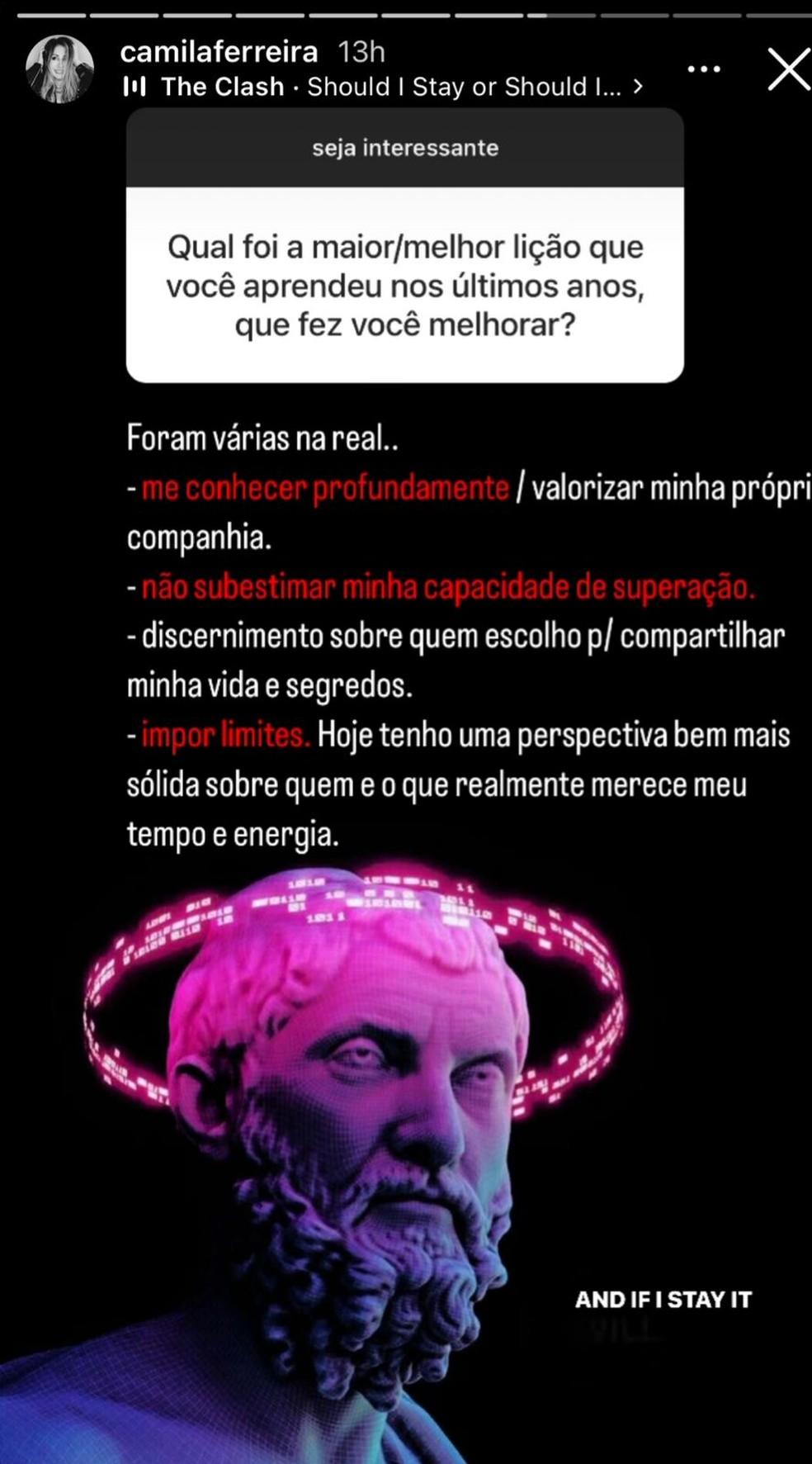 Image: https://mulherinteressante.com/wp-content/uploads/2024/05/postiimg-6638deda608c39080.jpeg Camila Ferreira conta que lies aprendeu aps separao Foto ReproduoInstagram