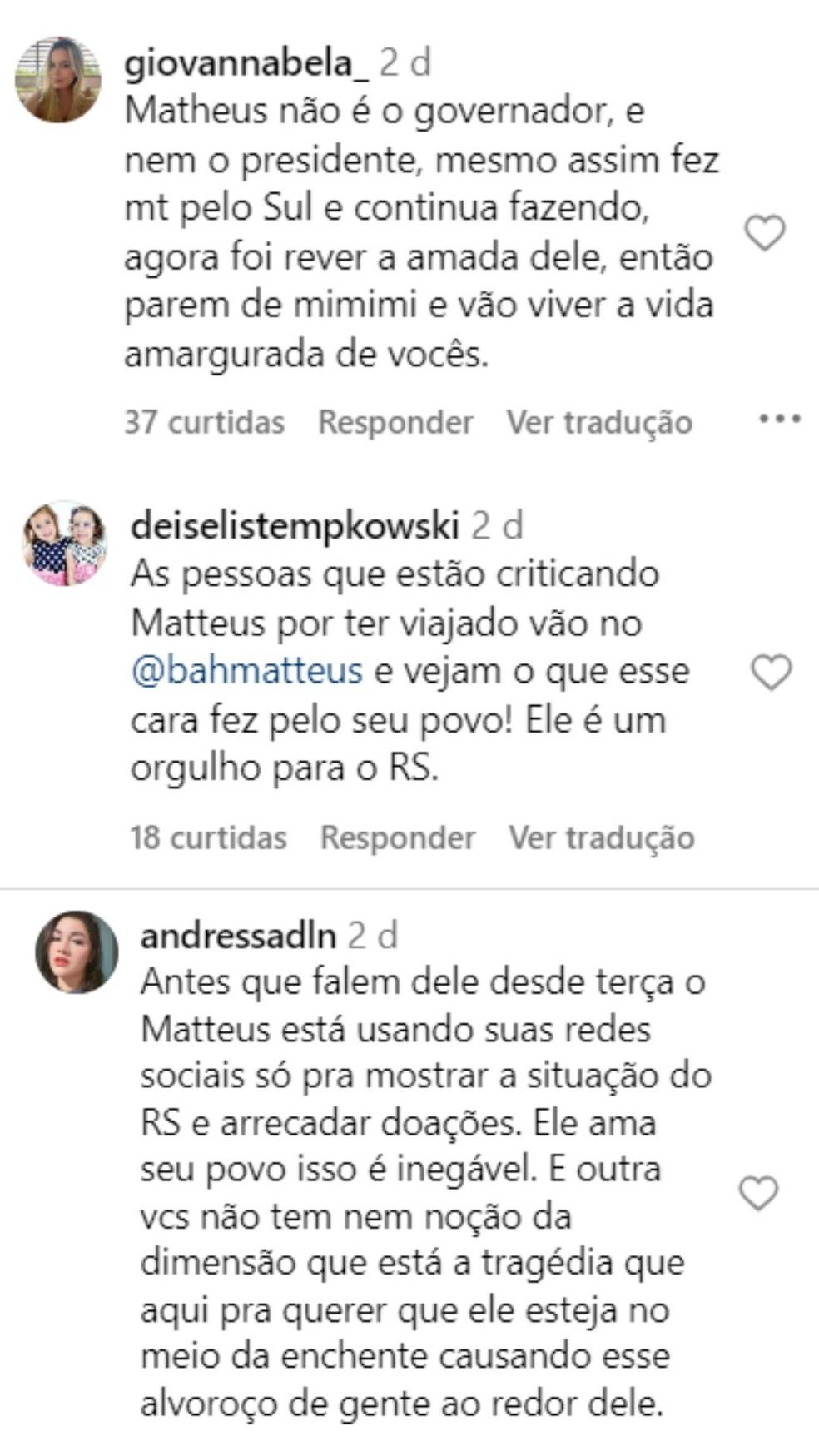 Fs saem em defesa de Matteus Foto ReproduoInstagram