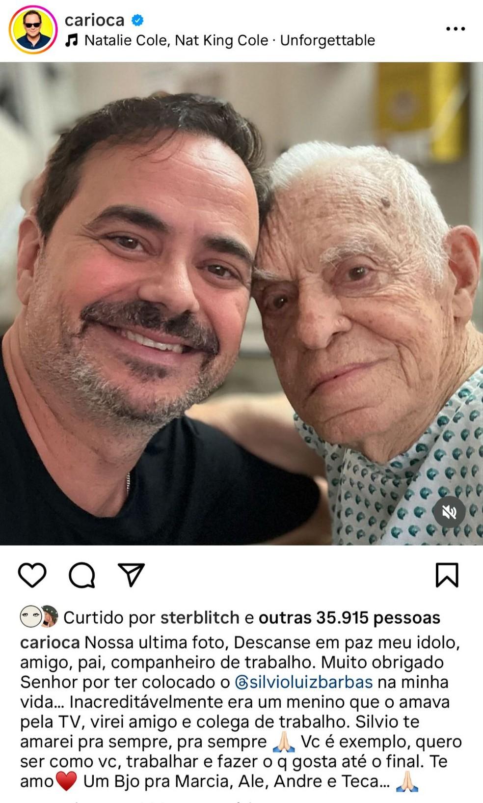 Carioca lamenta morte de Silvio Luiz Foto ReproduoInstagram