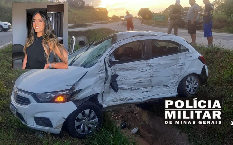 Mdica morre aps batida entre carro e carreta em trevo da BR-459 em Santa Rita do Sapuca Foto Polcia Militar Rodoviria