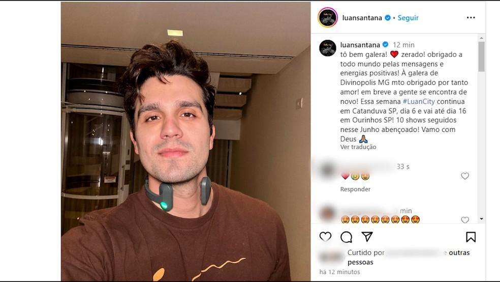Luan Santana tranquiliza fs com postagem aps ter show cancelado por motivos de sade em Divinpolis Foto ReproduoInstagram