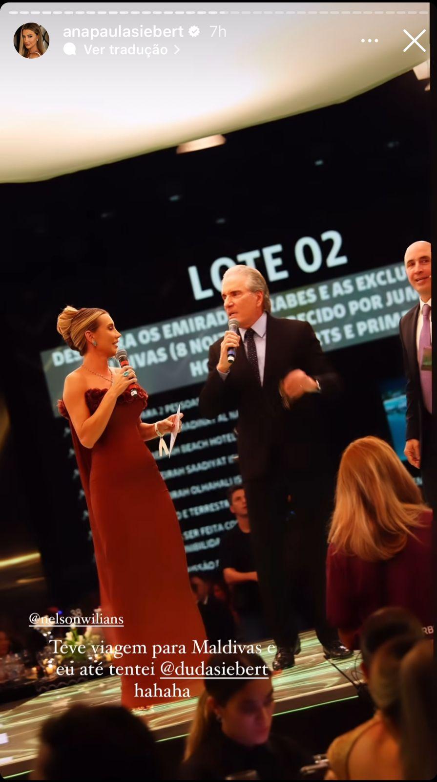 Ana Paula Siebert e Roberto Justus participaram do leilo de Neymar Jr