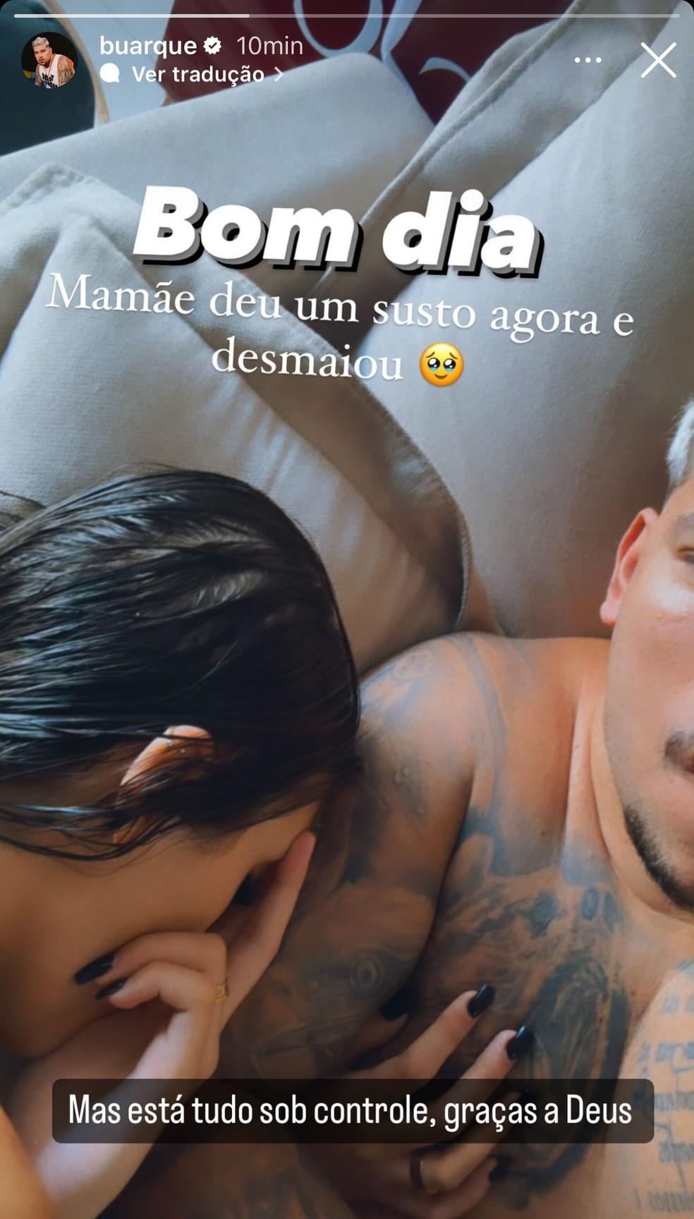 Buarque contou nos stories que Bia Miranda desmaiou Foto ReproduoInstagram