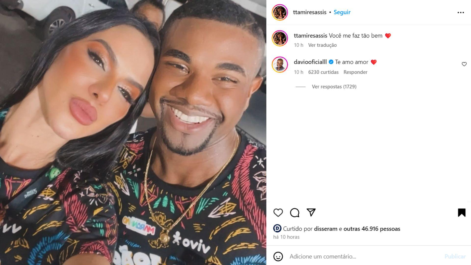 Image: https://mulherinteressante.com/wp-content/uploads/2024/07/postiimg-668554a5907659963.jpg Davi se declara para Tamires Assis - Foto Reproduo Instagram