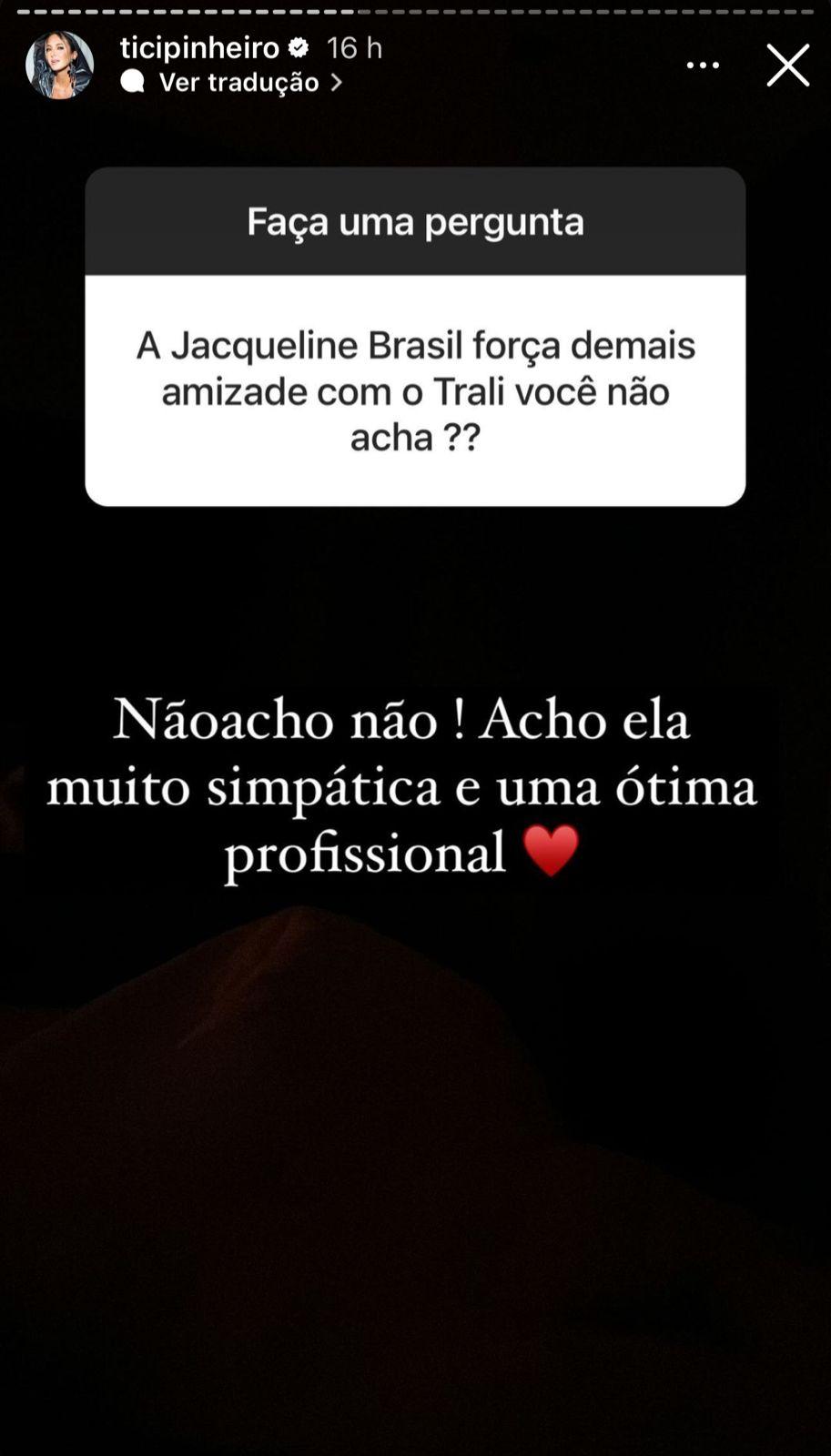 Ticiane Pinheiro fala sobre colega de trabalho de Csar Tralli