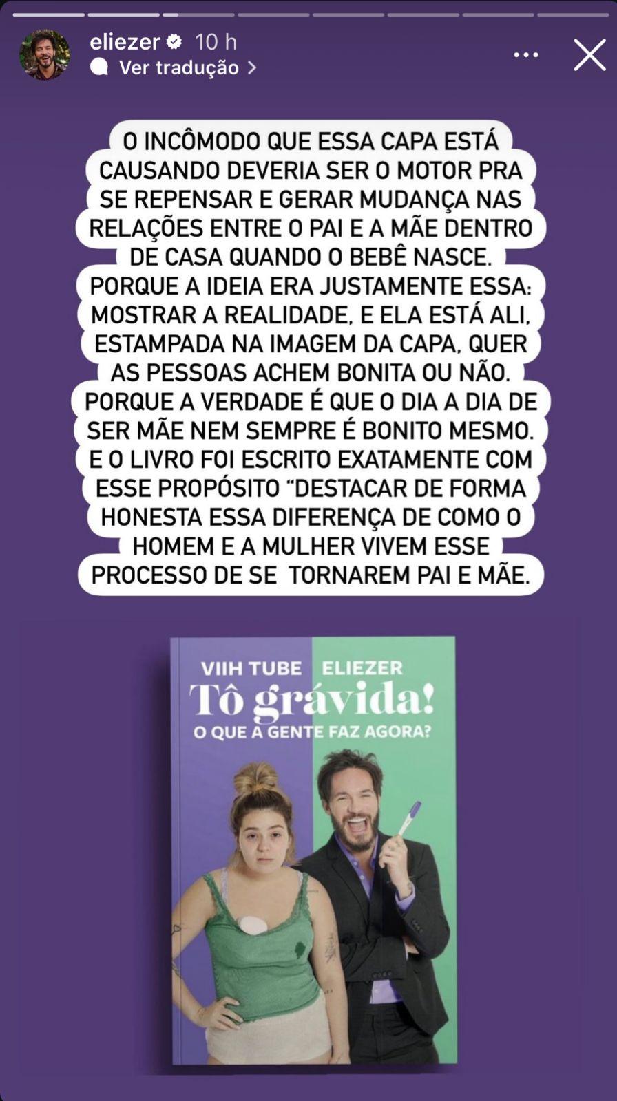 Eliezer rebate crticas sobre capa de livro com Viih Tube