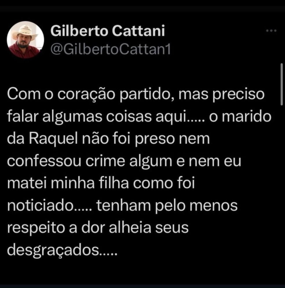 Gilberto Cattani se manifesta aps morte da filha Foto Reproduo
