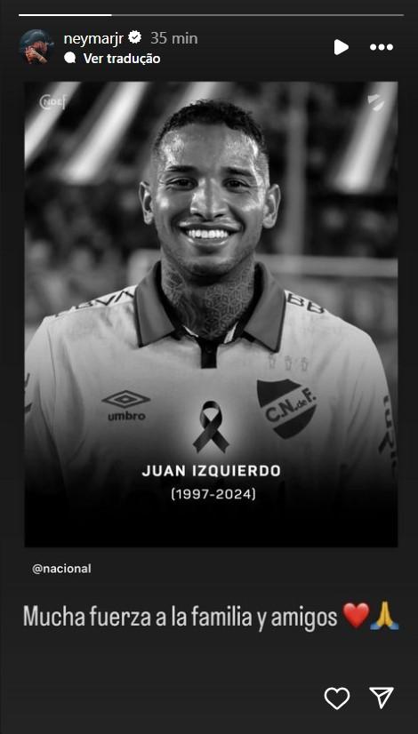 Neymar lamenta morte de Izquierdo - Reproduo Instagram