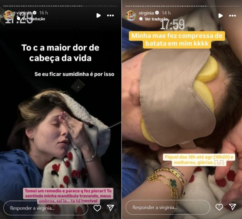 Virginia faz compressa de batata para aliviar dor de cabea - Reproduo Instagram
