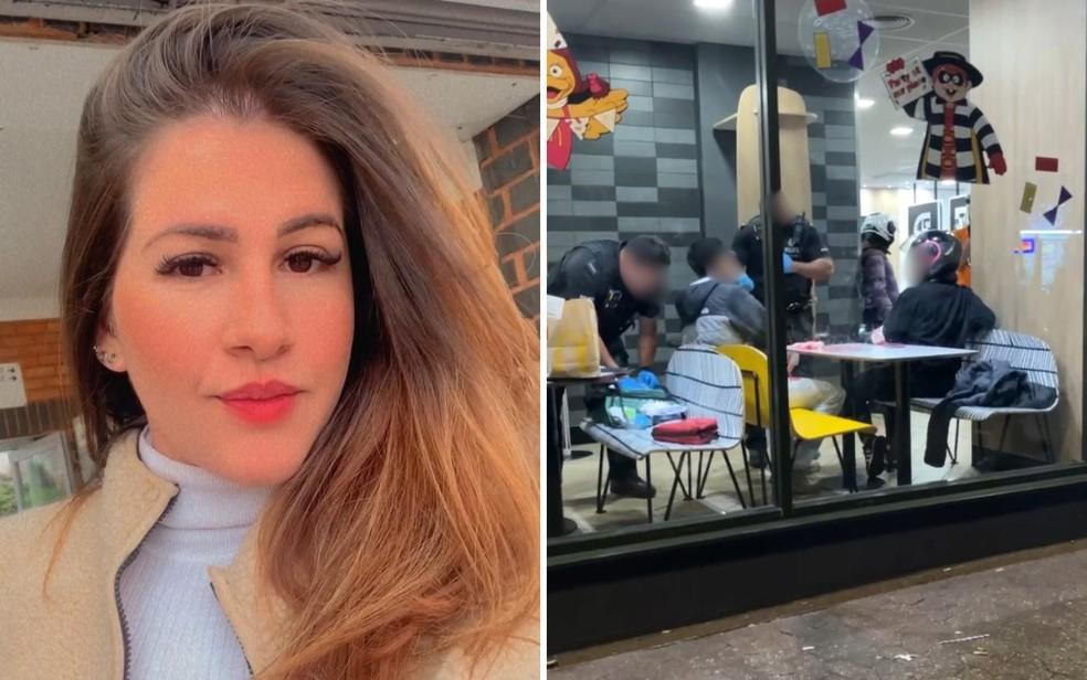 Anna Gleicy Helrigle de Brito de 27 anos foi esfaqueada por um amigo enquanto trabalhava foto mostra local onde crime aconteceu e outra vtima sendo atendida Foto Arquivo pessoalDanyella Angel