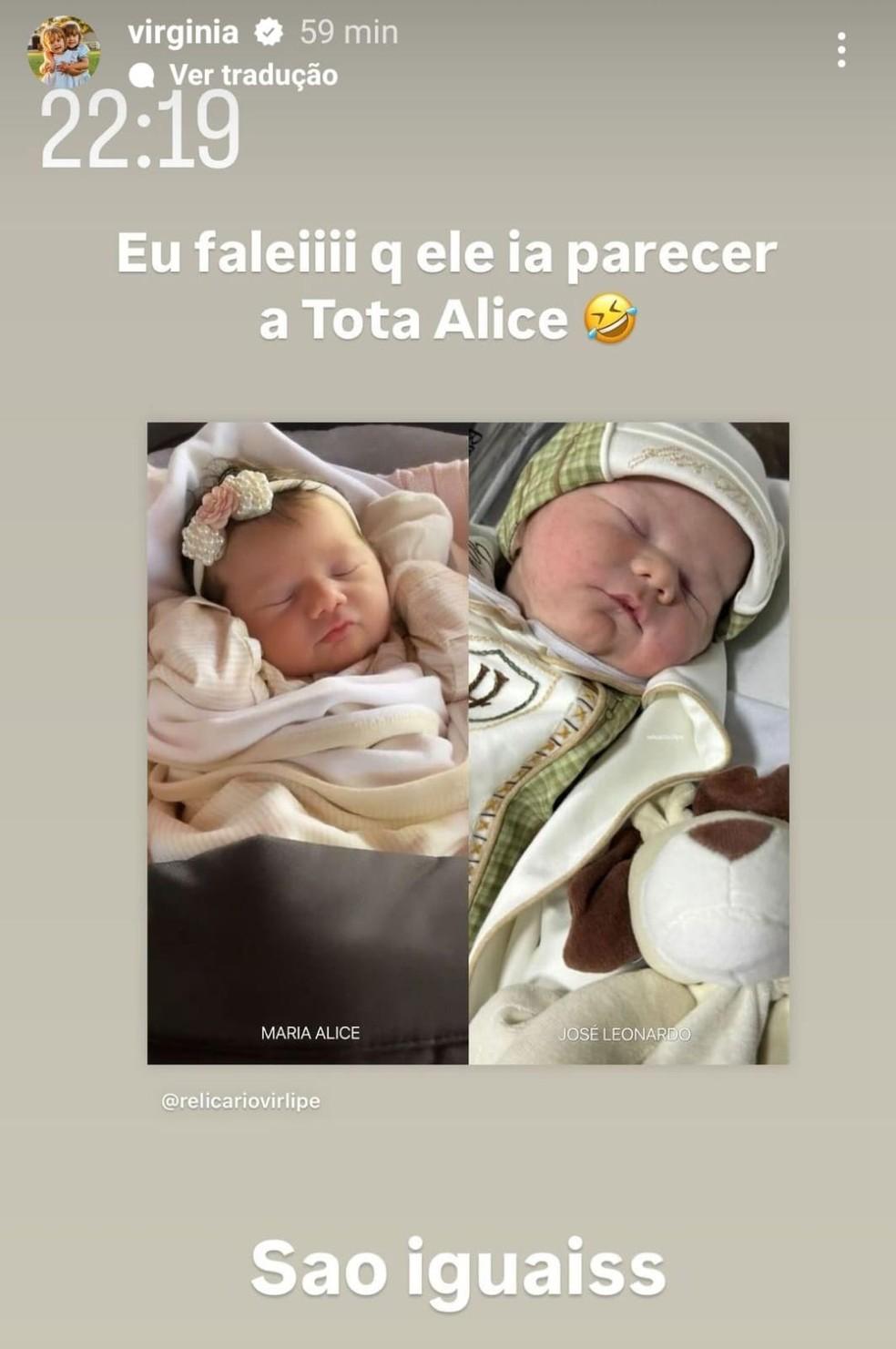 Maria Alice e Jos Leonardo filhos de Virginia Fonseca e Z Felipe Foto ReproduoInstagram