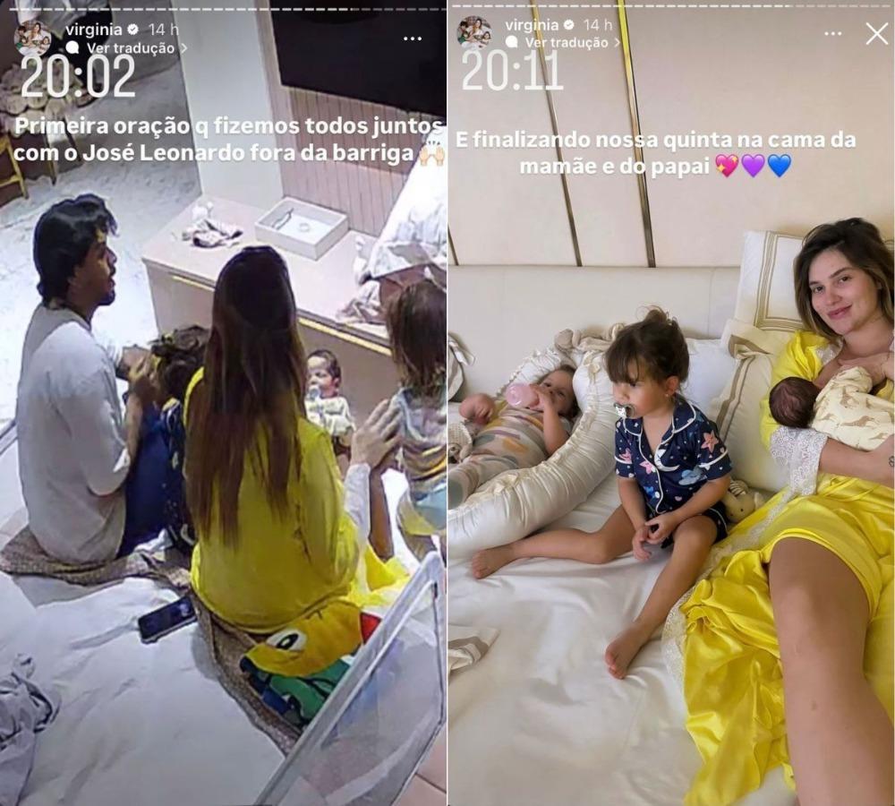 Virginia e Z Felipe rezam com os filhos - Reproduo Instagram