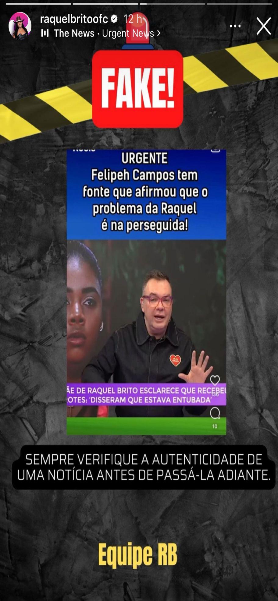 Equipe de Raquel Brito fala sobre boatos de problema de sade ntimo