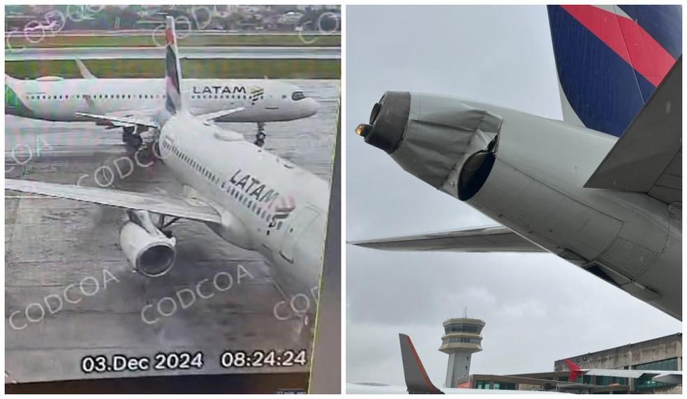 Avies da Latam se envolvem em acidente no ptio de desembarque de Congonhas na Zona Sul de SP nesta tera 03 Foto Montagemg1ReproduoAcervo pessoal