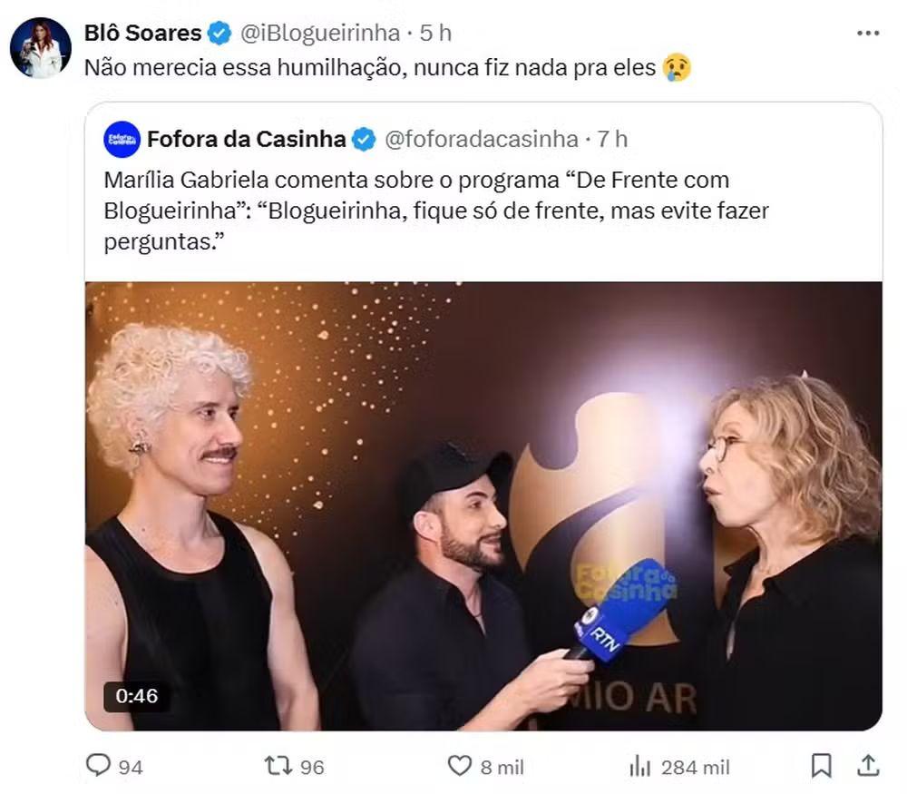 Blogueirinha se pronuncia aps comentrio de Marlia Gabriela sobre o programa De Frente Com Blogueirinha