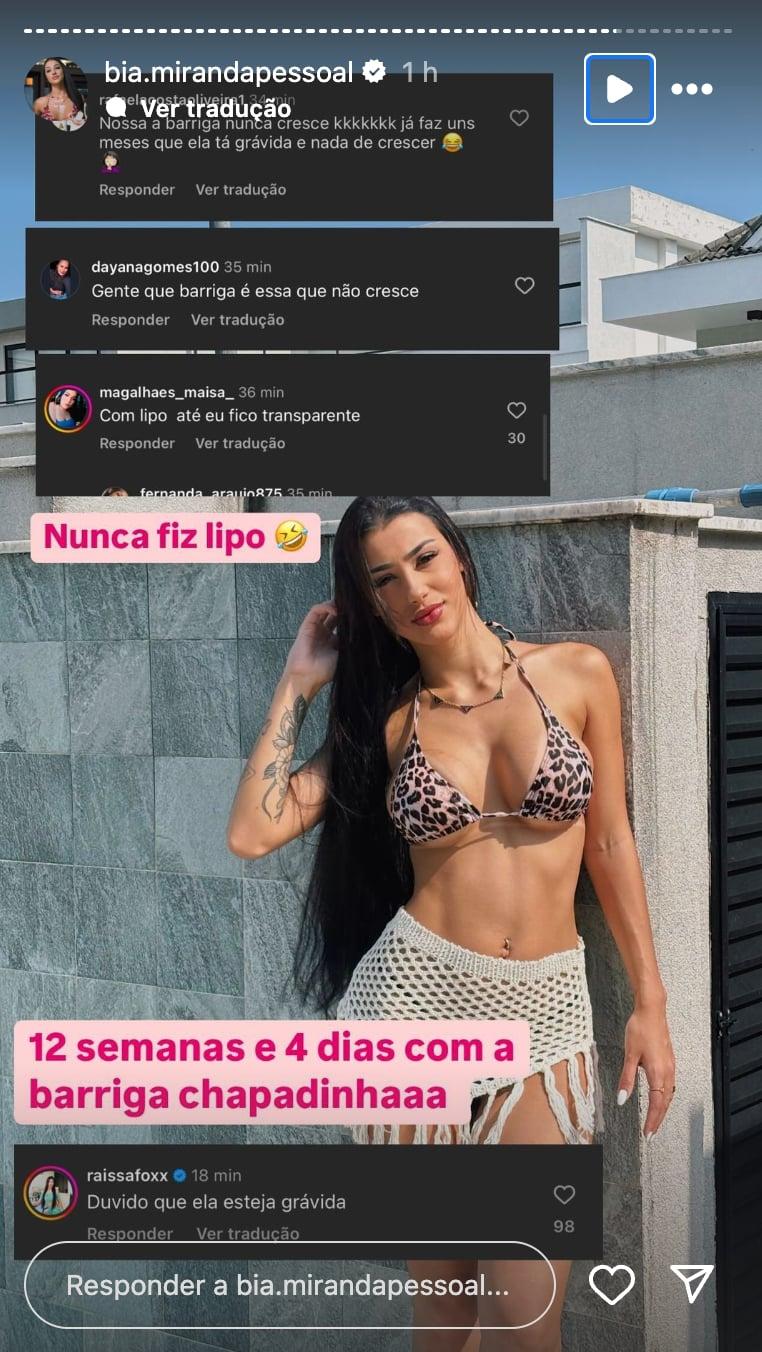 Bia Miranda responde comentrios sobre gravidez