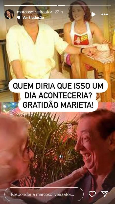 Marcos Oliveira agradece Marieta Severo - ReproduoInstagram
