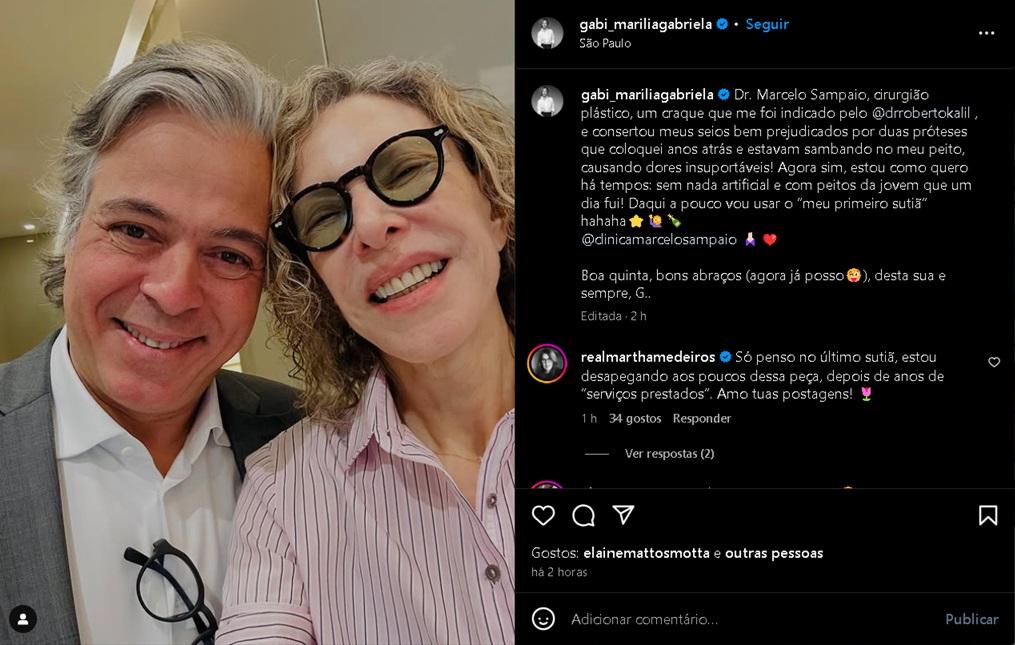 Publicao de Marlia Gabriela no Instagram 