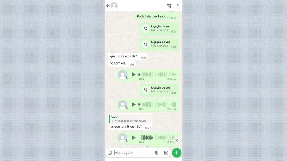 Print de conversa mostra pessoa comunicando falso sequestro de criana em Jardinpolis SP Foto ReproduoEPTV