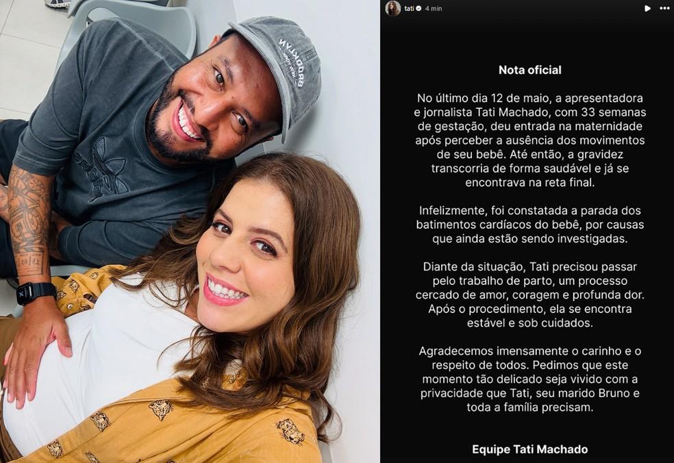 Tati Machado e Bruno em comunicado apresentadora revelou que perdeu o beb que esperava Foto ReproduoInstagram