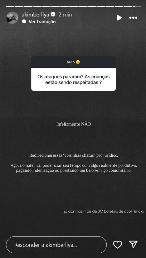 Amanda Kimberlly conta que entrou na Justia contra ataques - ReproduoInstagram