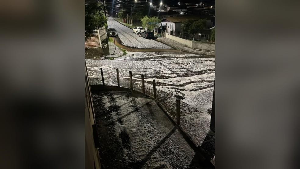 Granizo atinge Fraiburgo no Oeste de Santa Catarina Foto ReproduoNSC