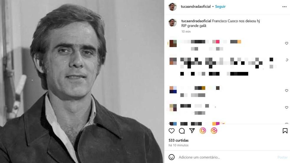 Tuca Andrada se despede de Francisco Cuoco Foto ReproduoInstagram