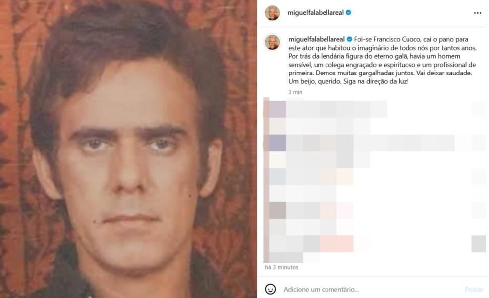 Miguel Falabella se despede de Francisco Cuoco Foto ReproduoInstagram