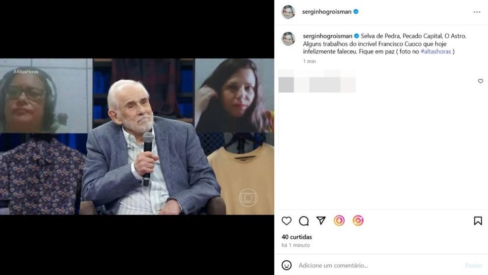 Serginho Groisman se despede de Francisco Cuoco Foto ReproduoInstagram