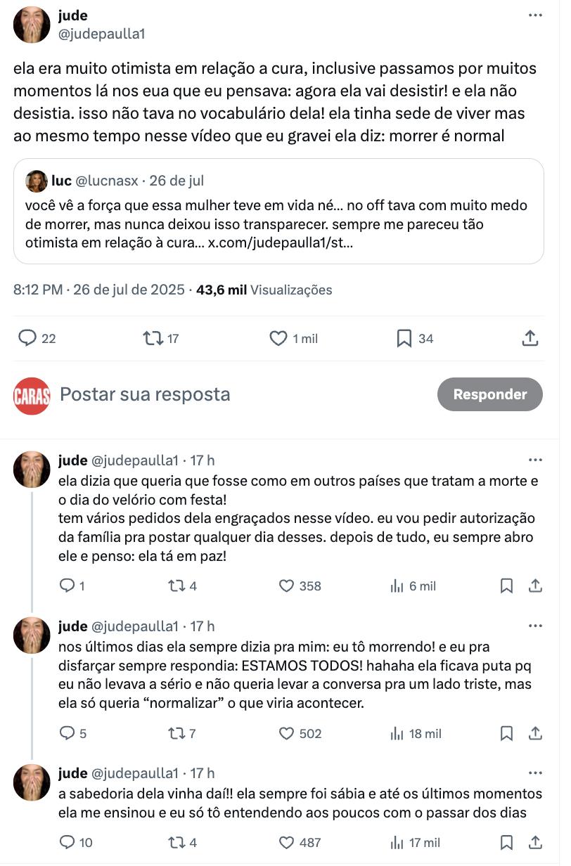 Post de Jude Paulla sobre Preta Gil