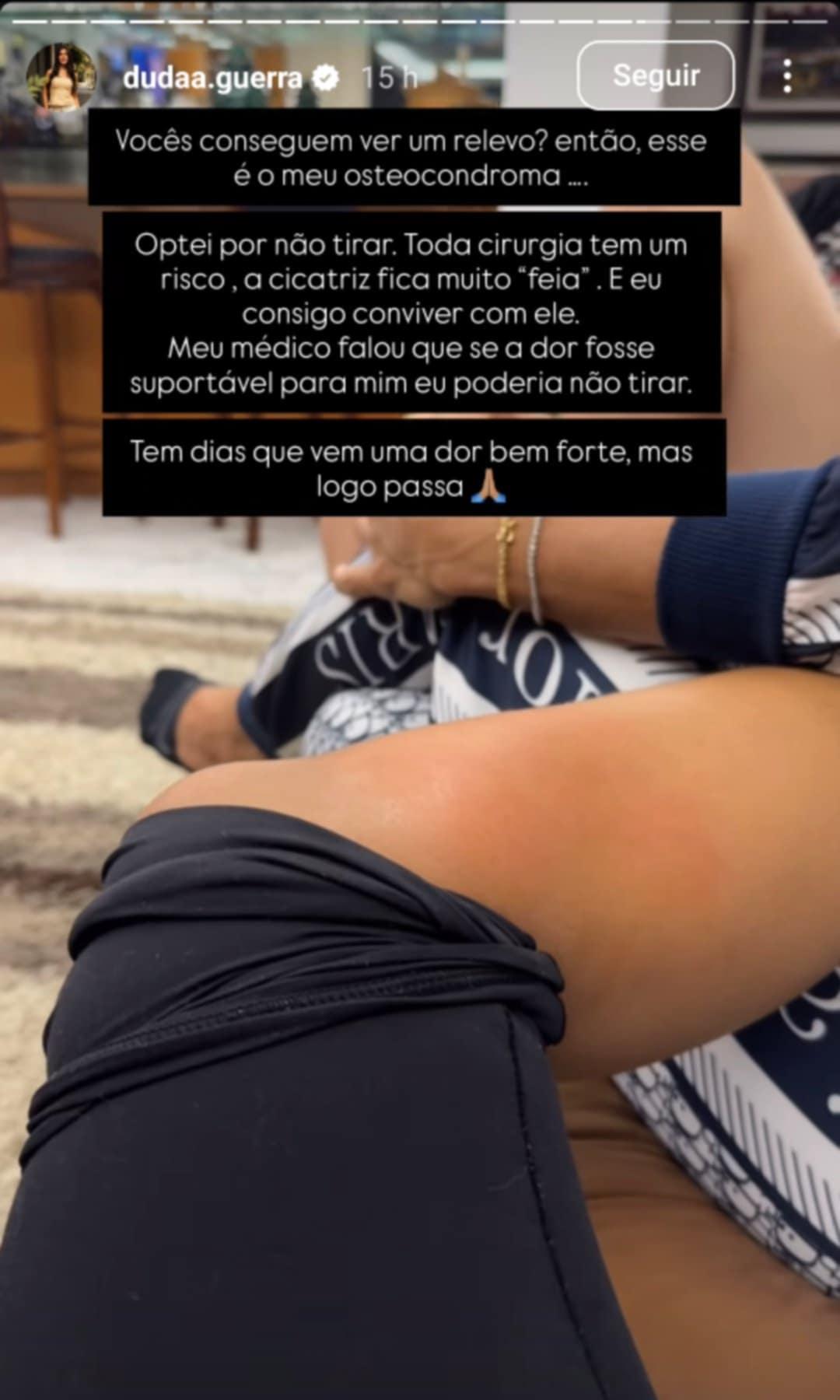 Duda Guerra fala sobre tumor na perna