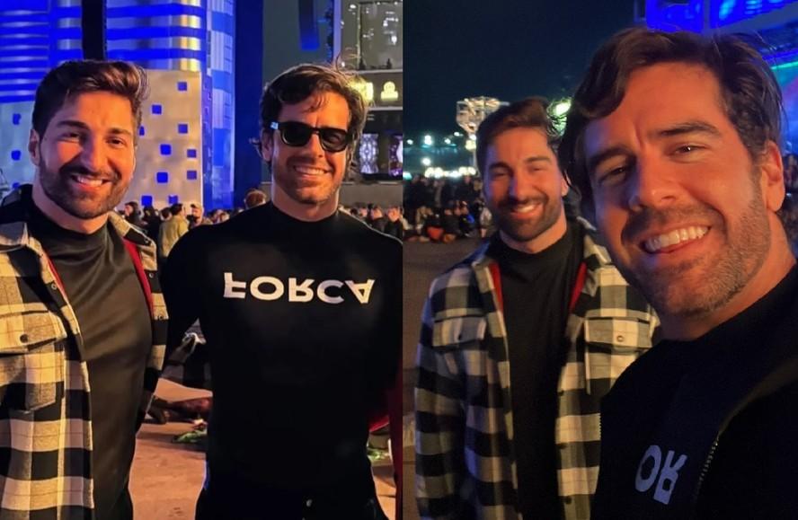 Marcos Pitombo com o namorado Felipe Kloppel no The Town