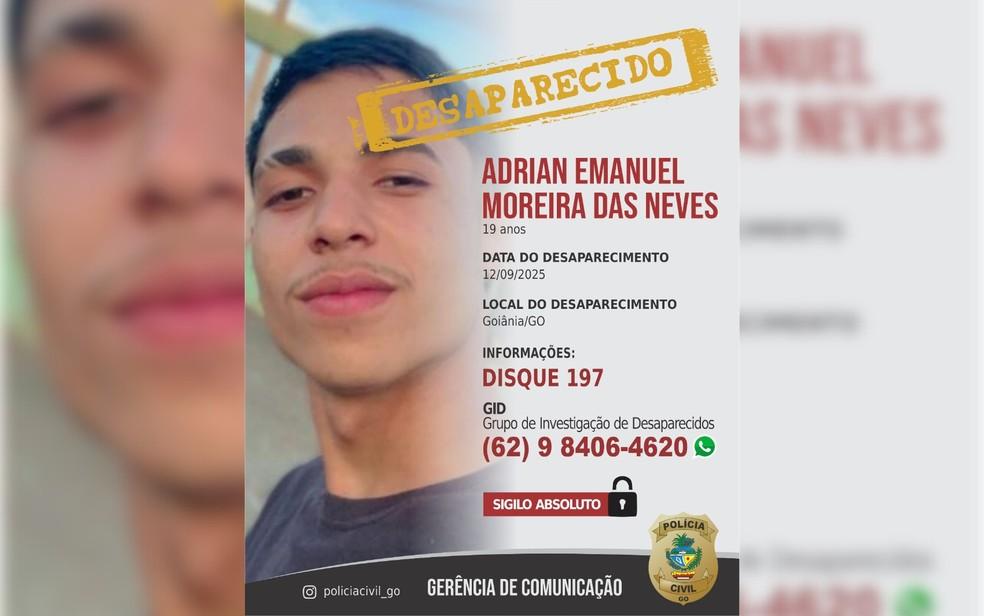 Jovem desaparece aps sair sozinho noite em Goinia Gois diz polcia Foto DivulgaoPolcia Civil